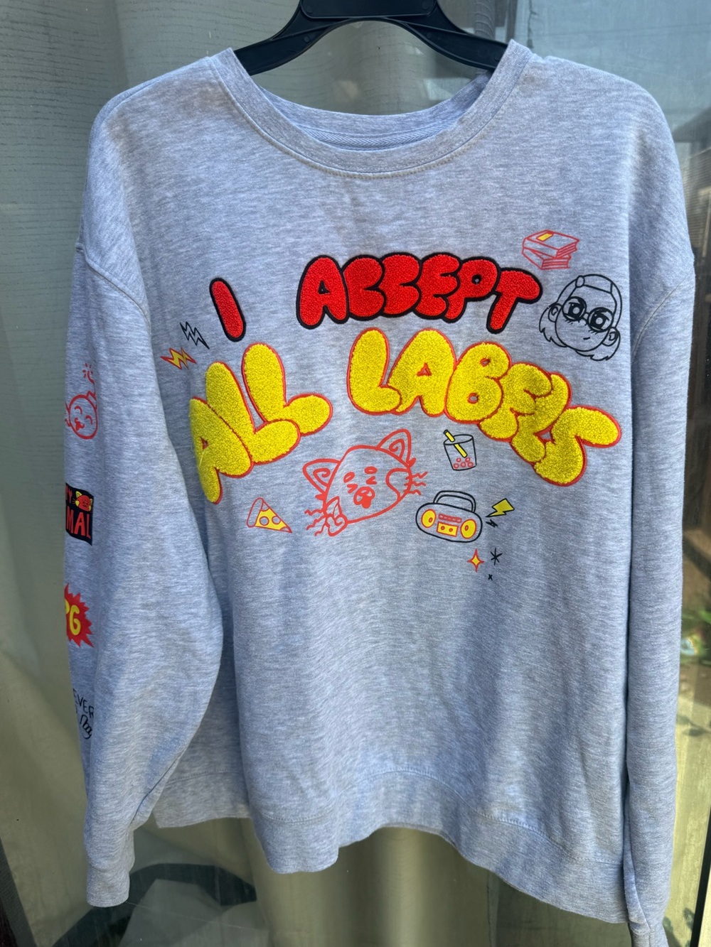 Disney Light Gray Sweatshirt with Red and Yellow Graphic